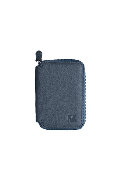Deriza Πορτοφόλι Lotus 1616 Unisex με φερμουάρ από γνήσιο δέρμα - Navy Blue