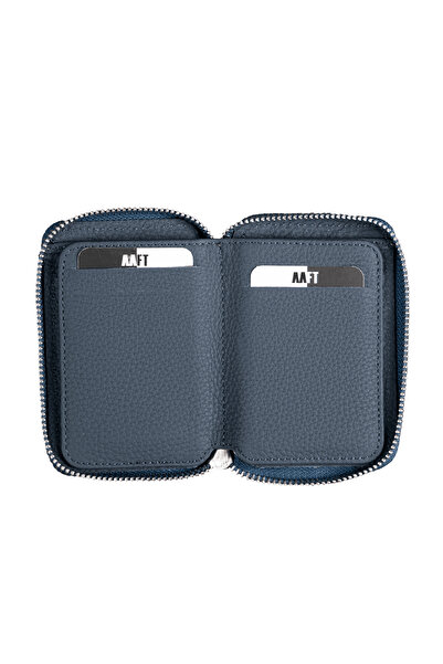 Deriza Lotus 1616 Унісекс Шкіряний гаманець на блискавці - Синій