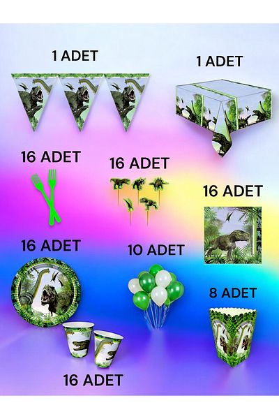 VibeHome Dinosaur Themed XL Pack for 16 - Birthday Party and Fun Events
