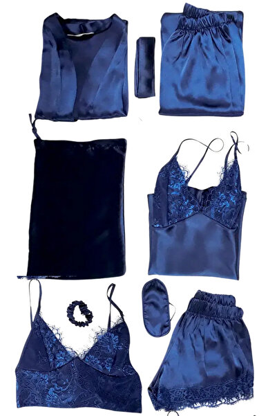 Farya Home 8-предметний комплект весільного вбрання: шовкова сатинова нічна сорочка, халат, бюстгальтер, піжама, шорти