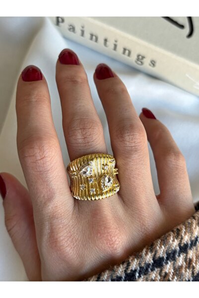 ringbox Gold Drop Stone Large Thick Ring