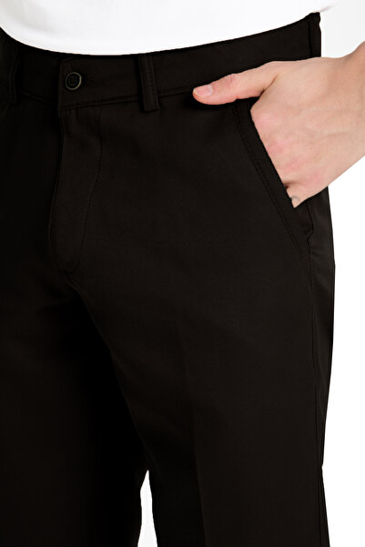 Varetta Ανδρικό μαύρο βαμβακερό καλοκαιρινό ίσιο λινό παντελόνι με τσέπες