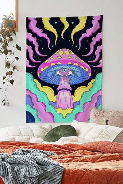 ALAMODECOR Colorful Mushroom Model Wall Cover