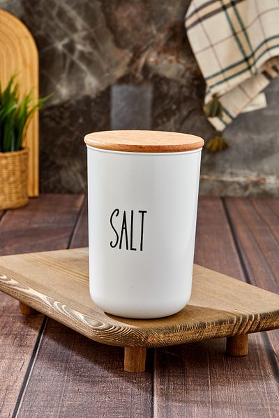 MODA OZY 1Pc 900ml Acrylic Jar Wooden Vacuum Lid Storage Container with Transfer Label