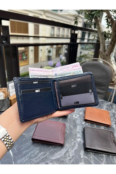 Deriza London 9163 - Ανδρικό πορτοφόλι από γνήσιο δέρμα Navy Blue