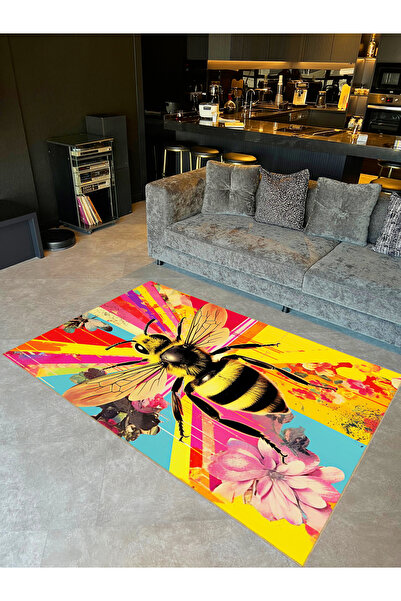 Rugs Modern Halı Kubilay Collection Multicolored Flower Detailed Bee Patterne...