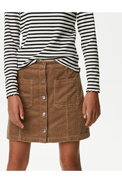 Marks & Spencer Saf Pamuklu Kadife Mini Etek (6-16 Yaş)