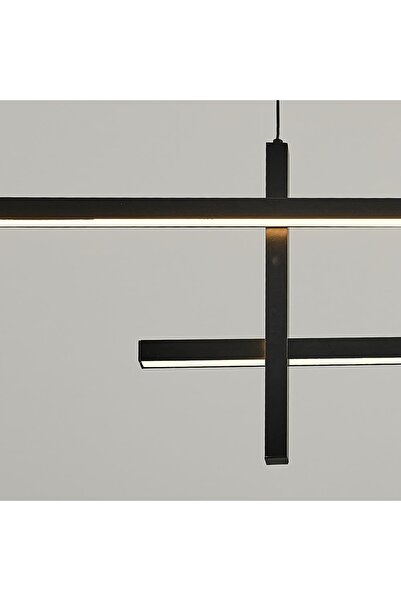 Özcan Aydınlatma 3151-A-19 K.Merit Sarkıt.4 Çubuklu Siyah Renk Sarı Işık Salon Mutfak Oda Hol Ledli Avize