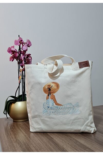 Luvili Women's Yellow Hat - Canvas Tote Bag, Printed and Gusseted, Inner Pocket