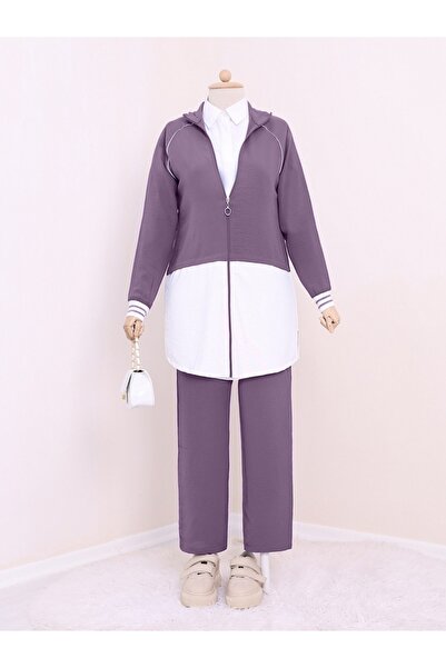 Modamorfo Hosszú cipzáras, magas gallérral díszített szett - cseresznye