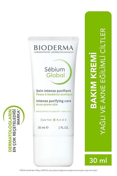 BIODERM Sebium Global 30 ml Care Cream - Containing Acne, AHA and Salicylic Acid