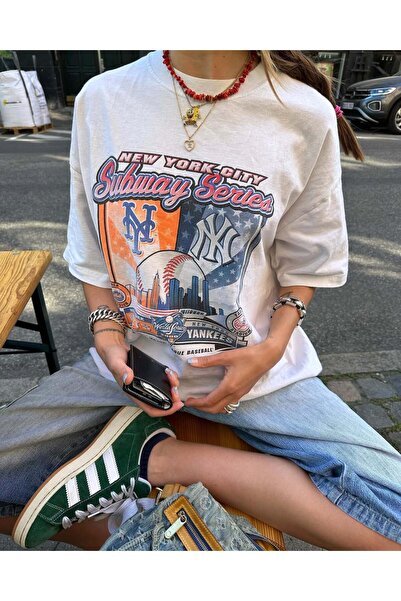 Jose Clothing Tricou oversize din bumbac organic cu imprimeu „New York City” ...