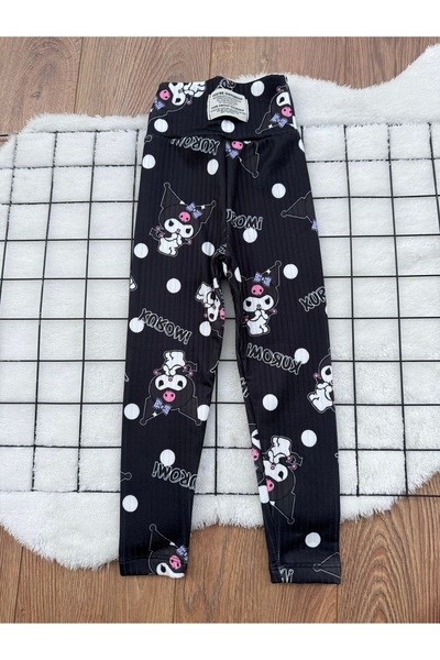 tunays shopping Kuromi Baskılı Kışlık Şardonlu Çocuk Tayt 4'lü Set (1 Beden Büyük Alınız)