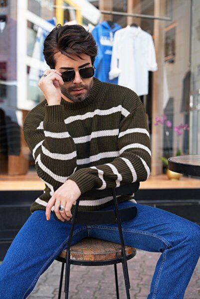 Figo Велосипедний комір, смугастий, товстий светр