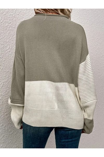 REKA MODA    Women's Long Sleeve Block Print Knitwear Blouse