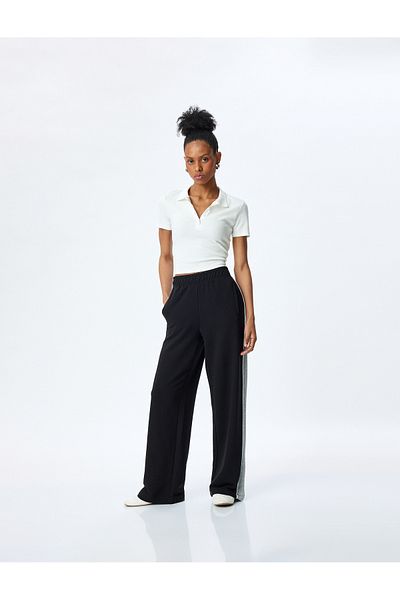 Koton Pantaloni de sport cu buzunare, cu picioare largi, cu dungi laterale