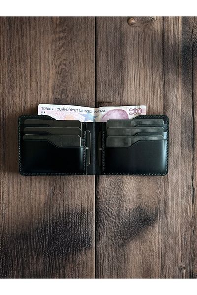 Kalkan deri Lidya Plus Genuine Leather Wallet - Black