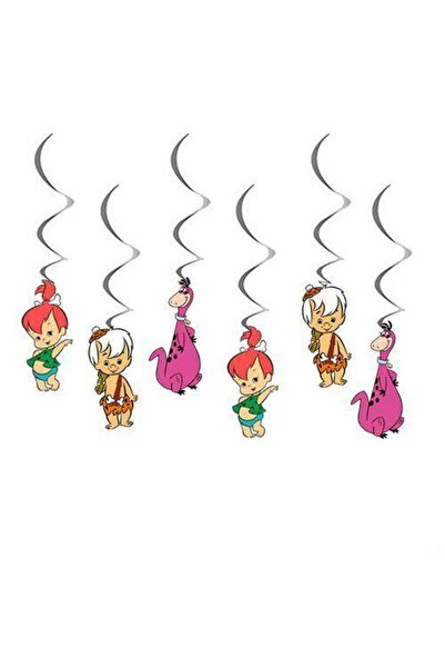 Parti Dükkanım Taş Devri Çakıltaş Bambam Asmalı Tavan Süs 6 Adet