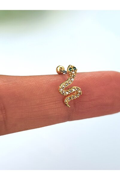kurukafagift Yılan Çelik  Gold Tragus  Helıx  Lobe  Piercing