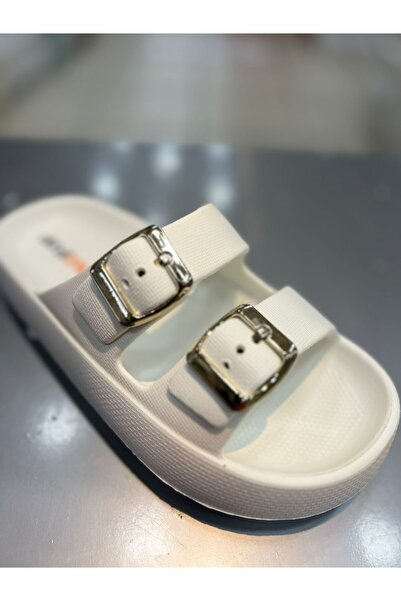 Akınal Bella Women's Daily Slippers - Double Gold Buckle