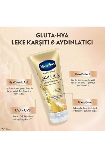 Vaseline Gluta Hya Serum Effective Uv Lotion Anti-Blemish and Brightening 200 ml