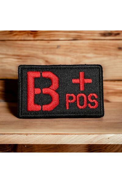 Ex Patch Fundal negru B Pozitiv ( ) Emblema Grupului de sânge - 8x5 Cm