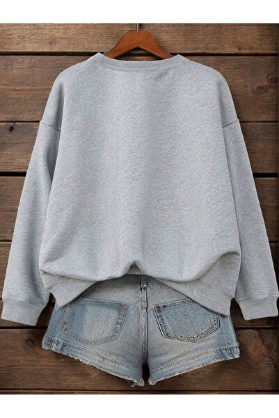 PALPİTO Dámská mikina oversize s potiskem sovy v šedé barvě