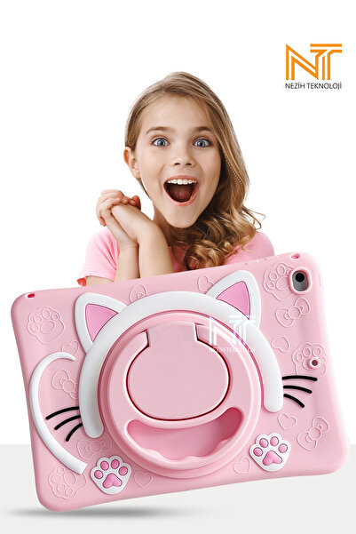 Nezih Case Apple Ipad 7 / 8 / 9 Nesil 10.2 Inç Uyumlu Çocuklar Için Kedi Tema...