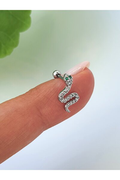 kurukafagift Yılan Gümüş Renk  Çelik  Helix  Tragus  Lobe  Piercing