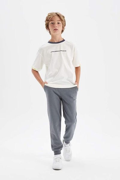 DeFacto Boy's Grey Waist Elastic Pocket Jogger School Sweatpants K8852a624au