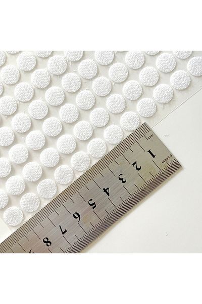 Dünya Magnet 108 Pieces 1 cm Velcro Tape Round Coin Coin with Adhesive Back (White)