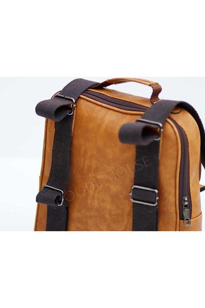 HOODİEMOUSE Charlie Chaplin Figured Unisex Bag Both Back and Cross and Hand Ethnic Bohemian Style - Tan