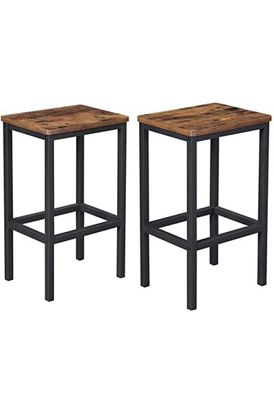 Mahmayi Vasagle Lbc65x Vintage Style Rustic Brown Bar Stools - Set Of 2