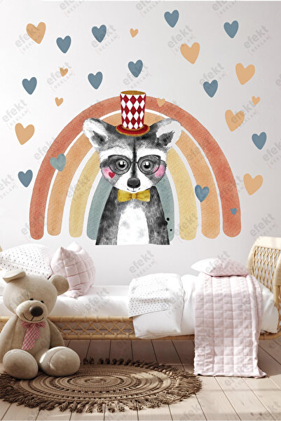 efekt reklam Set samolepih naljepnica za zid i vrata sa motivom rakuna, dugin...