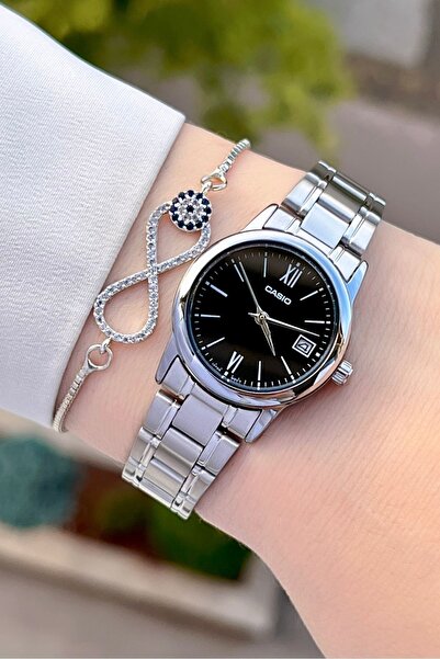 Casio Gümüş Siyah Renk Kadın Kol Saat