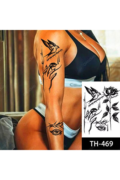 Tattoo Gerçekci Çoklu Desenli Dövme Etiket Kadın Erkek Kol El Üstü Bacak