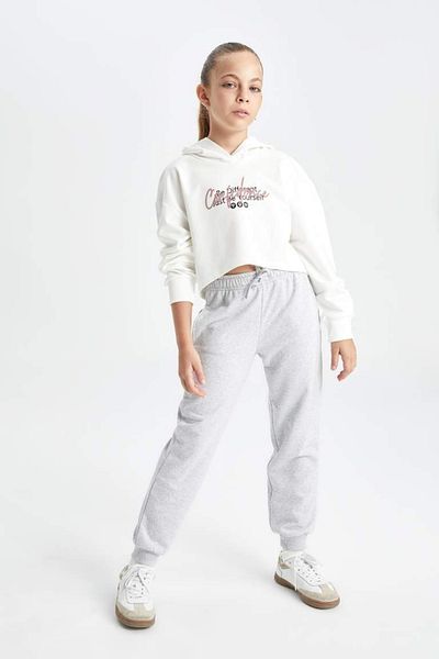 DeFacto Graue Standard-Fit-Schul-Jogginghose für Mädchen mit elastischem Bund an der Taille Y1226a624au