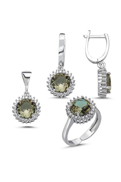 Inure Jewelry 925 Ayar Gümüş Sultanit Zirkon Taşlı Yuvarlak Kesim Ayarlanabil...