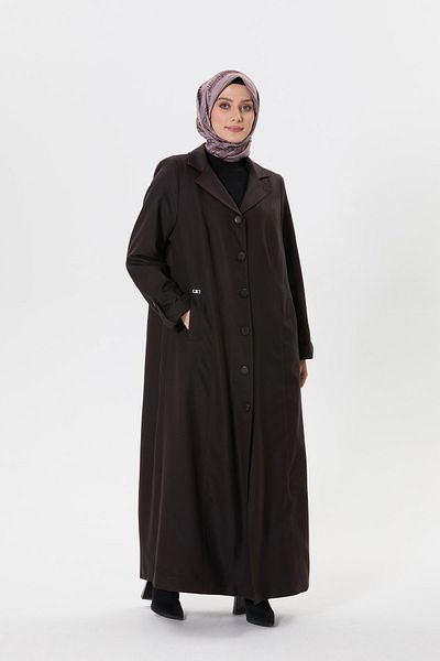 Setrms Brown Plus Size Buttoned Top Coat 2512052