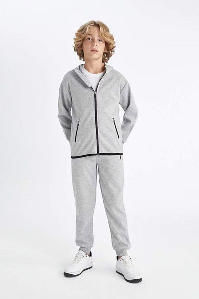 DeFacto Graue Schul-Jogginghose für Jungen mit elastischem Bund und Taschen C8186a824au
