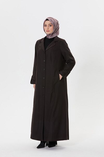 Setrms Brown Plus Size Buttoned Top Coat 2512052
