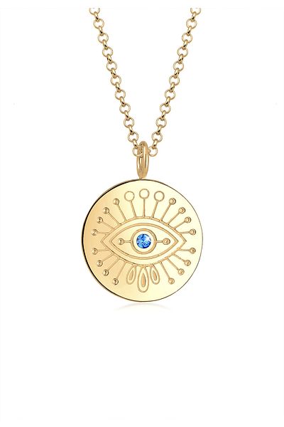 ELLI Náhrdelník Evil Eye Circle Crystals 925 mincovní stříbro