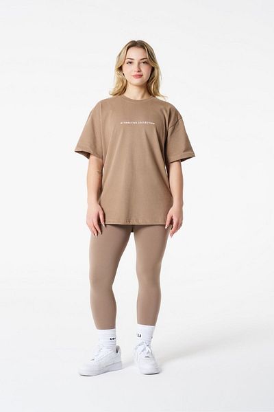 qlu Δελεαστική συλλογή Unisex ανοιχτό καφέ βασικό μπλουζάκι