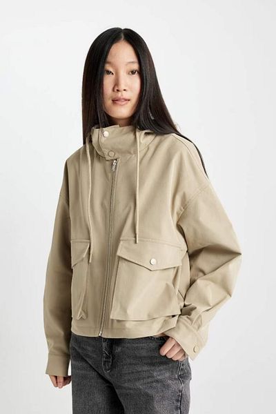 DeFacto Water Repellent Thin Coat Hooded Zippered Pocket Seasonal C7493Ax24Au