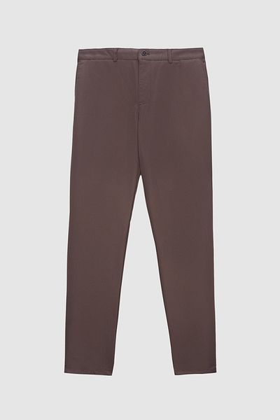 D'S Damat Γκρι Slim Fit Cotton Chino Pants - Dobby Side Pocket