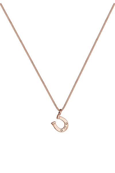 ELLI Halskette aus 925er Silber – vergoldet, Talisman-Rosen-Hufeisen