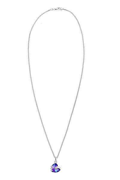 ELLI Dámský náhrdelník s přívěskem ve tvaru srdce a krystalů ze sterlingového stříbra 925, délka 45 cm