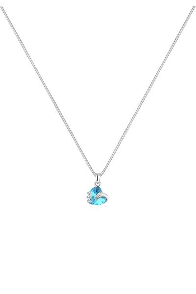 ELLI Halskette Damen mit Anhänger Herz und Kristallen in 925 Sterling Silber 45 cm lang