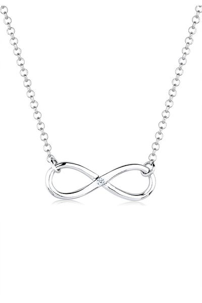 ELLI Dámský náhrdelník Infinity Nekonečný přívěsek s diamantem (0,03 CT.) ze stříbra 925