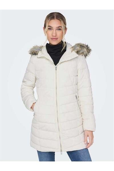 ONLY 15183994   Onlnewellan - Quilted Hooded Fur Coat Cc Otw